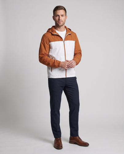 Herren nan ultraleichte packbare Kapuzenjacke mit Kontrastpaneel, wasserabweisender Oberfläche und verdeckten Reißverschlusstaschen R&B