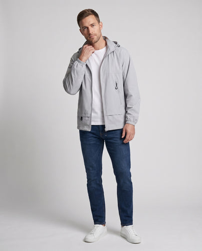 Herren nan winddichte Performance-Outdoorjacke mit verstellbarer Kapuze, Reißverschlusstaschen und Kordelzugsaum R&B