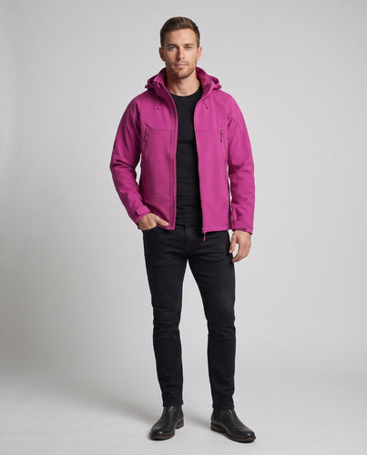 Herren nan winddichte Softshell-Jacke mit Kapuze, atmungsaktiv und wasserabweisend R&B
