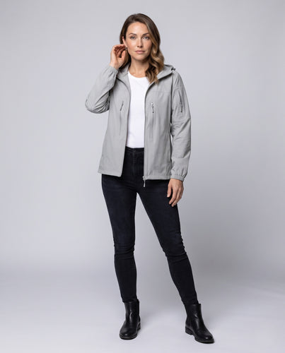 Unisex nan funktionale Reise- und Trekkingjacke mit Kapuze, atmungsaktivem Leichtmaterial und verdeckten Reißverschlusstaschen R&B