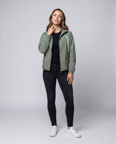 Unisex nan leichte Lauf- und Windjacke mit Kapuze, atmungsaktiven Mesh-Einsätzen und Packfunktion R&B