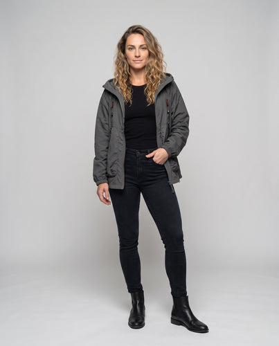 Unisex nan technische Packbare Kapuzenwindjacke mit 2‑Wege‑Reißverschluss, Belüftungseinsätzen und verstellbarem Saum R&B