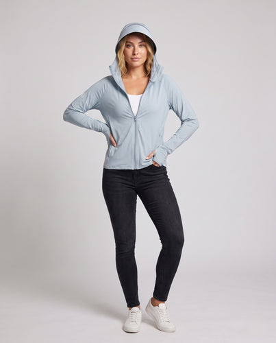 Unisex nan ultraleichte Sonnenschutzjacke mit verlängerter Visierkapuze, Daumenlöchern und atmungsaktivem Sonnenschutzgewebe R&B