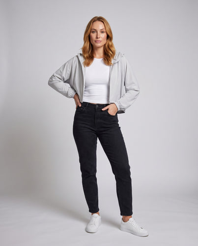 Damen nan Kapuzen-Cardigan aus Funktionsstretch mit verkürztem Schnitt und elastischen Bündchen R&B