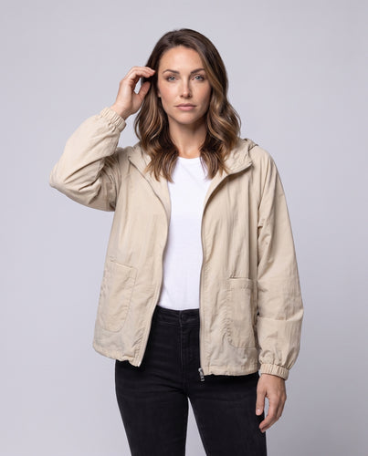 Damen nan luftige Oversize-Blousonjacke mit Ballonärmeln und Reißverschluss R&B