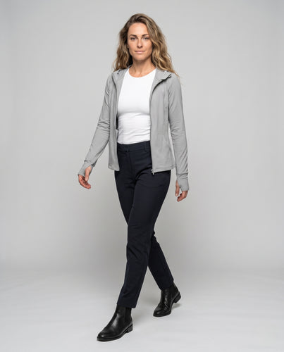 Damen nan taillierte Funktions-Kapuzenjacke mit schnelltrocknendem Stretchgewebe und verlängerten Ärmelabschlüssen R&B