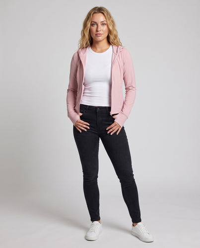 Damen nan taillierte Sonnenschutz-Zipjacke mit Kapuze, kühlendem Ice-Gewebe, schnelltrocknendem Stretch und verlängerten Ärmelbündchen R&B