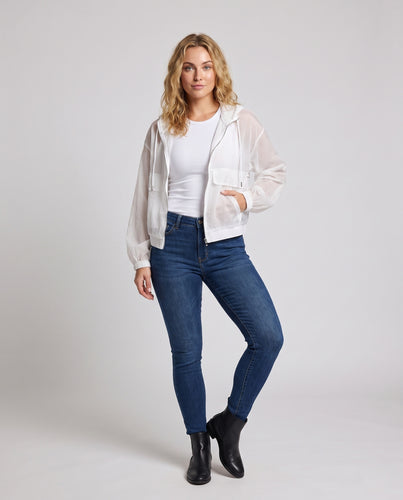 Damen nan ultraleichte transparente Kapuzenjacke mit Reißverschluss R&B