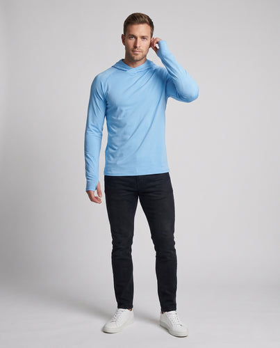 Herren nan eng geschnittenes Langarm-Sonnenschutz-Hoodie mit Raglanärmeln und Daumenlöchern R&B