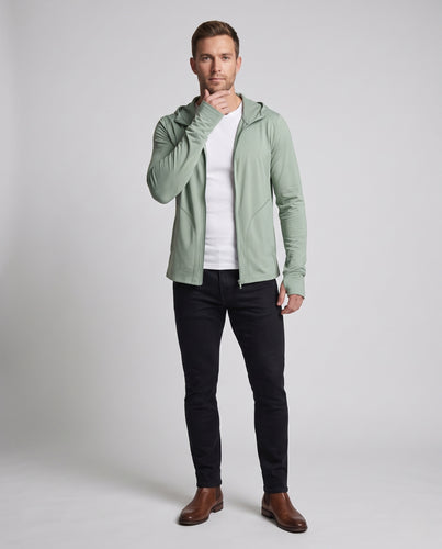 Herren nan ultraleichte UV-Schutz-Kapuzenjacke mit durchgehendem Reißverschluss atmungsaktivem Meshfutter und schnelltrocknender Funktionsfaser R&B
