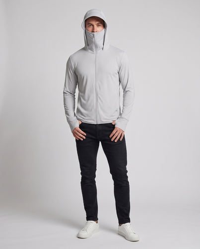 Herren nan ultraleichter Sonnenhoody mit integrierter Gesichtsmaske und verlängerter Kapuze R&B