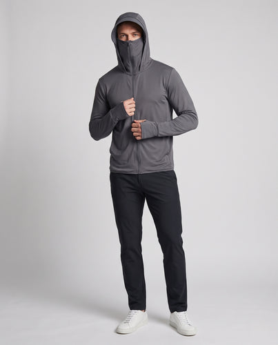 Unisex nan leichte Sonnenschutz-Kapuzenjacke mit abnehmbarem Schirm und integrierter Gesichtsblende R&B