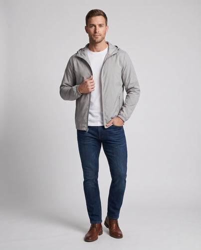 Unisex nan ultraleichte wasserabweisende Regenjacke mit Kapuze und Reißverschlusstaschen R&B
