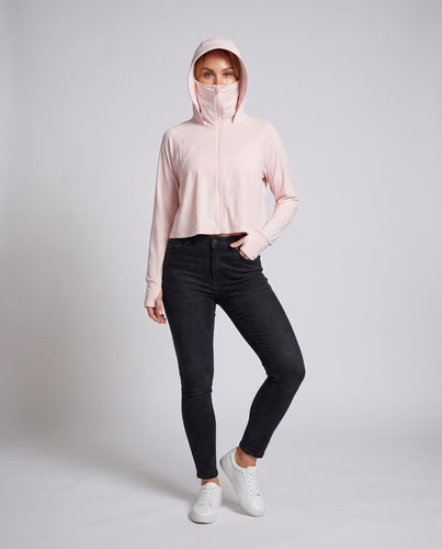 Damen nan leichte Kapuzenjacke mit Sonnenschutz und integrierter Schirmkante R&B
