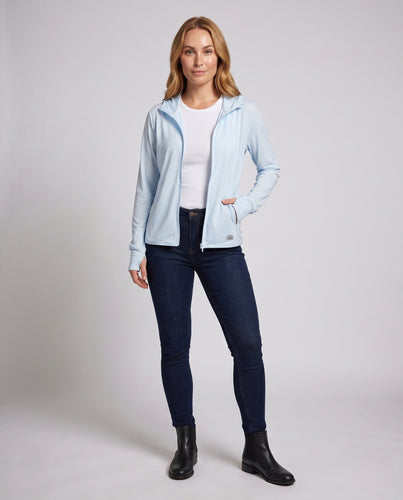 Damen nan leichte UV-Schutz Kapuzenjacke mit atmungsaktivem Meshfutter und Reißverschluss R&B
