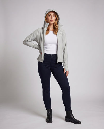 Damen nan ultraleichte atmungsaktive Softshell Kapuzenjacke mit verlängertem Nackenschutz R&B