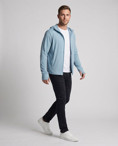 Herren nan leichte UV-Schutz Kapuzenjacke mit atmungsaktivem Mesh und durchgehendem Reißverschluss R&B