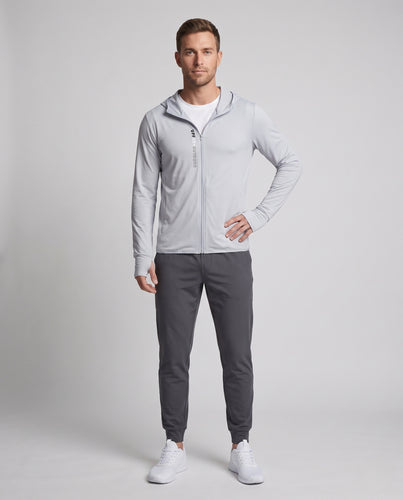 Herren nan leichte UV-Schutz Sportjacke mit Kapuze, durchgehendem Reißverschluss und atmungsaktivem Mesh R&B