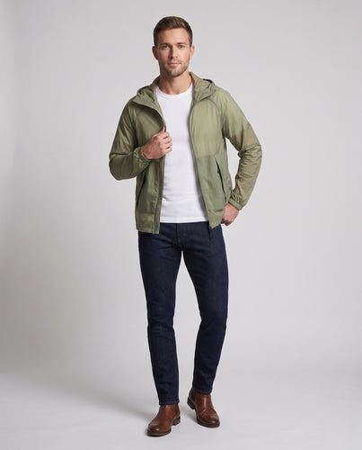 Unisex nan ultraleichte atmungsaktive Windjacke mit Kapuze, Packfunktion und Kordelzug R&B