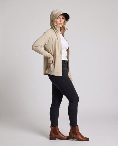 Unisex nan UV-Schutz Kapuzenjacke mit abnehmbarem Visier und atmungsaktivem Kühlstoff R&B