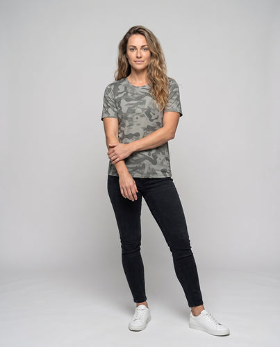 Damen modernes Camouflage T-Shirt R&B