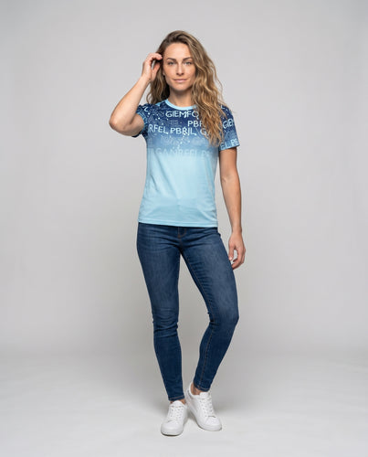 Damen modernes T-Shirt mit grafischem Design und atmungsaktivem Material R&B