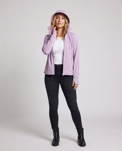 Damen sportliche und atmungsaktive Jacke mit hoher Schutzkapuze R&B