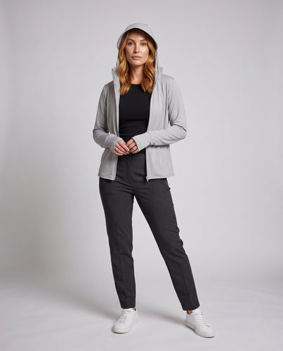 Damen Funktionsjacke mit atmungsaktiven Eigenschaften und verstellbarem Kapuzenkragen R&B