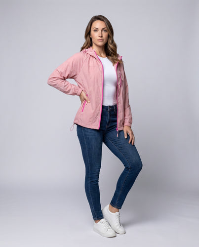 Damen multifunktionale Outdoorjacke mit verstellbarem Kapuzenkragen und reflektierenden Elementen R&B