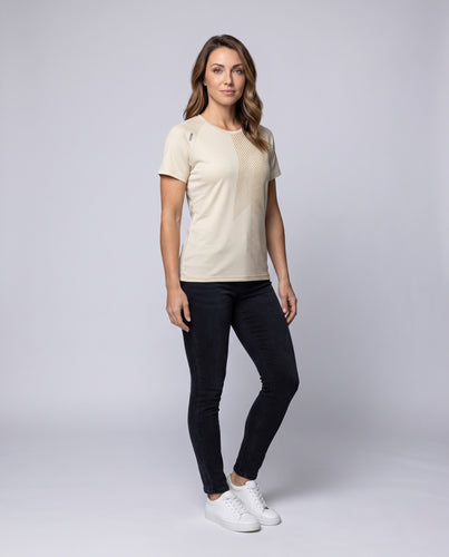 Damen Sport-T-Shirt mit atmungsaktiver Struktur und stylischem Streifenmuster R&B