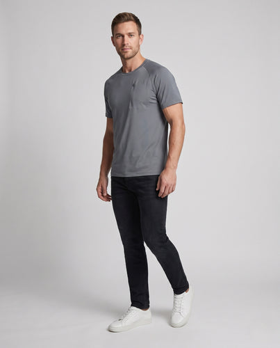 Herren sportliches Funktions-T-Shirt mit praktischer Reißverschlusstasche R&B