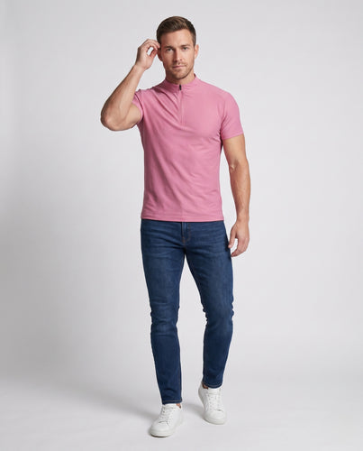 Herren Sportliches Kurzarm Laufshirt mit Reißverschluss und atmungsaktiven Eigenschaften R&B
