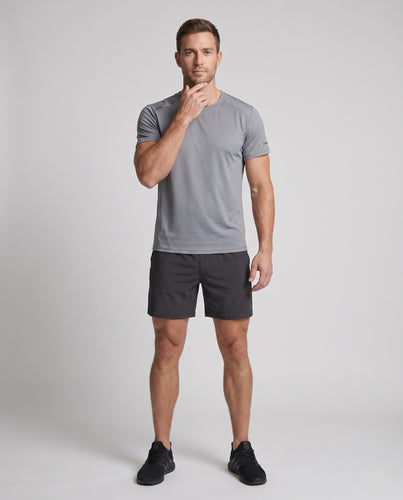 Herren sportliches Lauf-T-Shirt mit atmungsaktiven Mesh-Einsätzen R&B