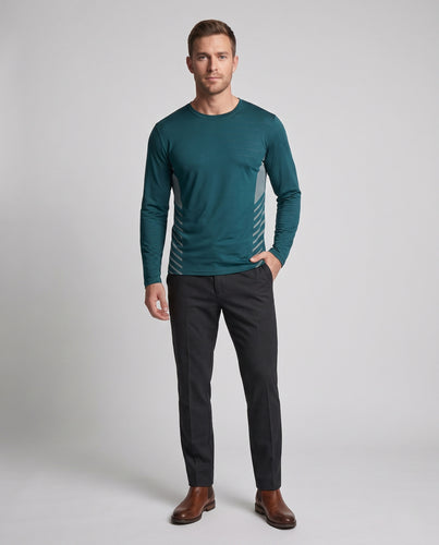 Herren technisches Langarm-T-Shirt mit atmungsaktiven Mesh-Einsätzen R&B