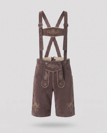 Herren traditionelle Trachtenlederhose mit aufwendigen Stickereien EB