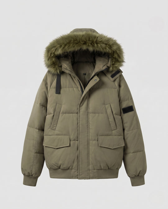 Damen nan kurzer urbaner Thermoparka mit abknöpfbarer Kunstfellblende, Raglanärmeln und verdecktem Zweiwege-Reißverschluss EB