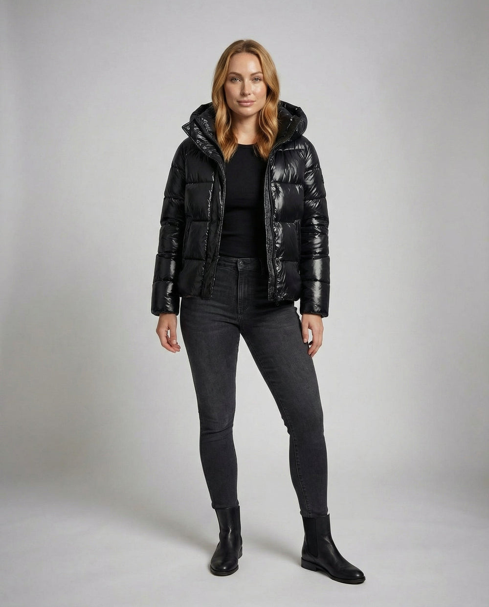 Glänzende Pufferjacke Damen | EB