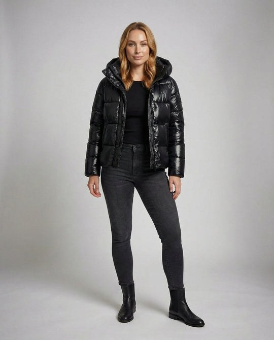 Glänzende Pufferjacke Damen | EB