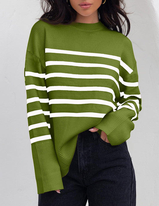 EB | Damen Streifen Oversized-Pullover für Herbst und Winter