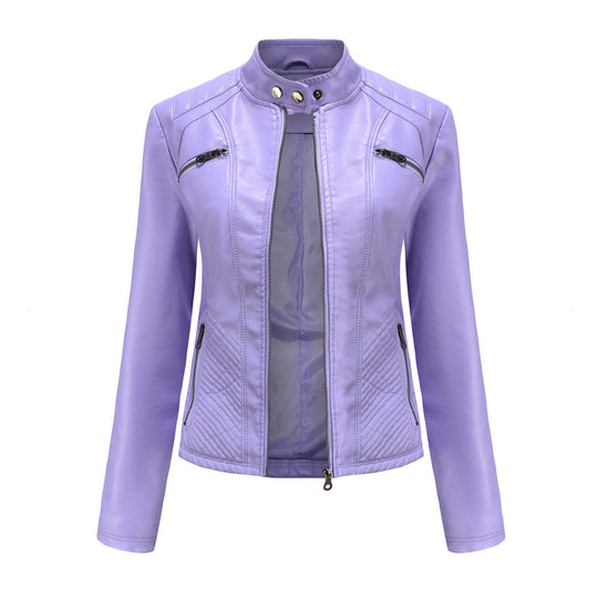 EB | Lederjacke - Stehkragen & Rippendetails