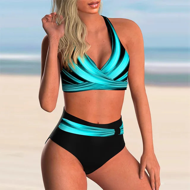 EB | Push Up Halter Bikini Satz mit Hoher Taille für Damen