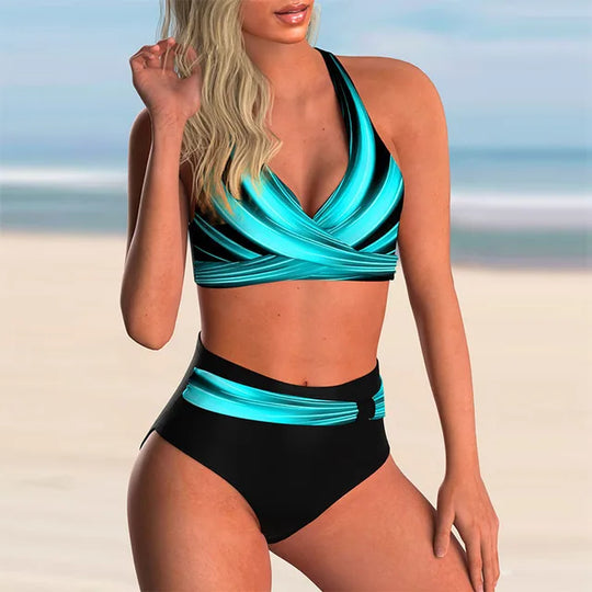 EB | Push-Up Halter-Bikini-Set mit Hoher Taille für Damen