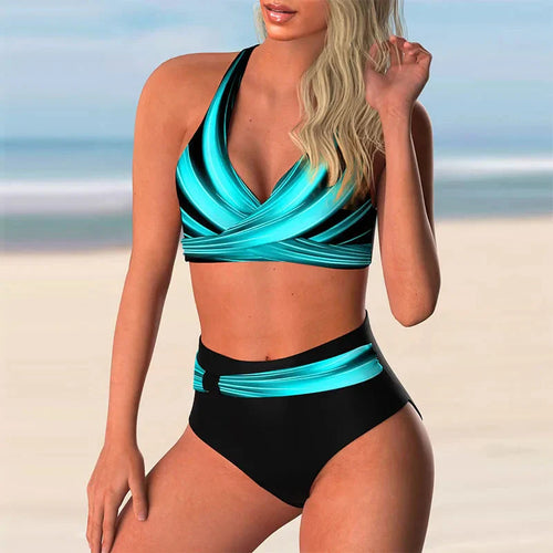 EB | Push-Up Halter-Bikini-Set mit Hoher Taille für Damen