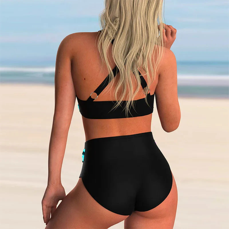 EB | Push-Up Halter-Bikini-Set mit Hoher Taille für Damen