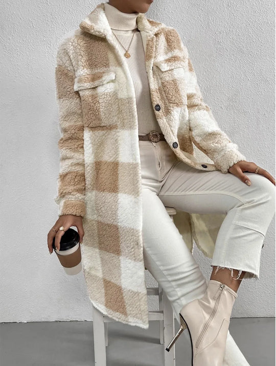 EB | Karierte Lange Strickjacke