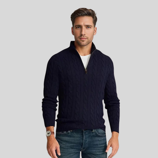 EB | Herren Kabelstrick-Pullover mit Reißverschluss