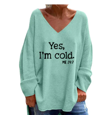 EB | Damen Oversize-Pullover mit V-Ausschnitt & Muster