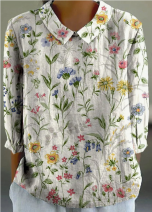 EB | Sommerbluse mit Blumenmuster Elegante Kurzarmbluse für Den Alltag | Blusen für Festlich & Freizeit