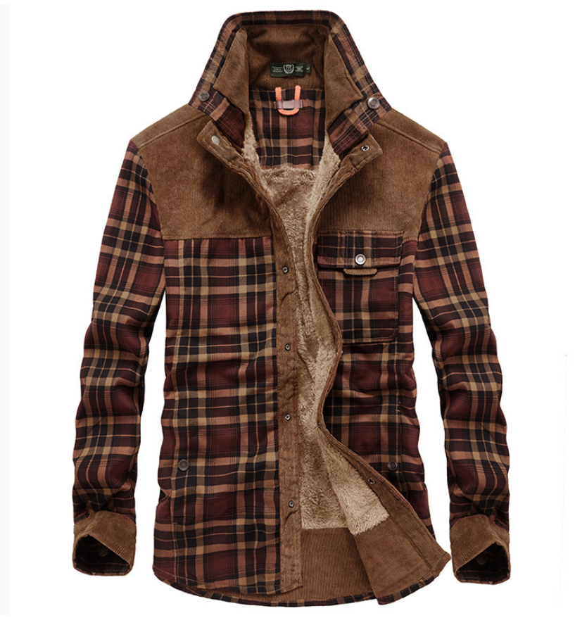 EB | Warme Flanell-Winterjacke für Herren mit Stehkragen