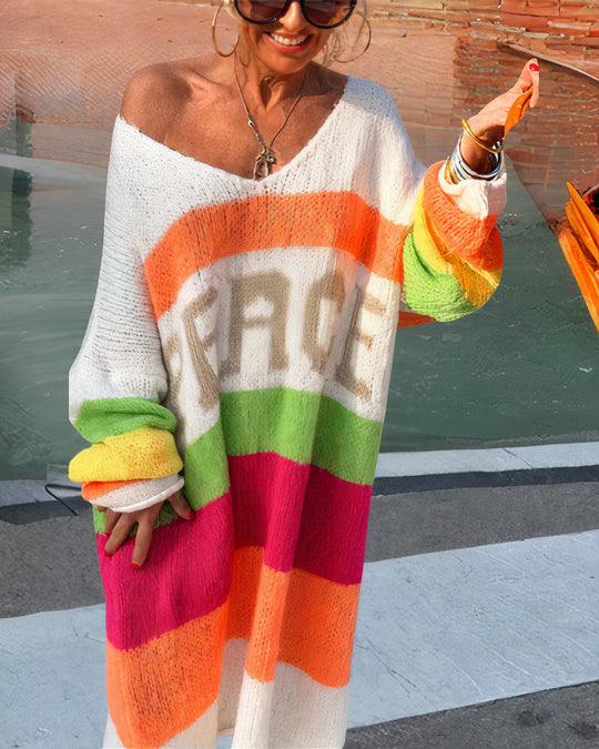 Friedliche Regenbogen Pullover